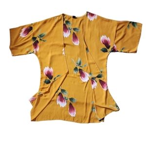 I Joah Yellow Floral Duster One Size Fits Most